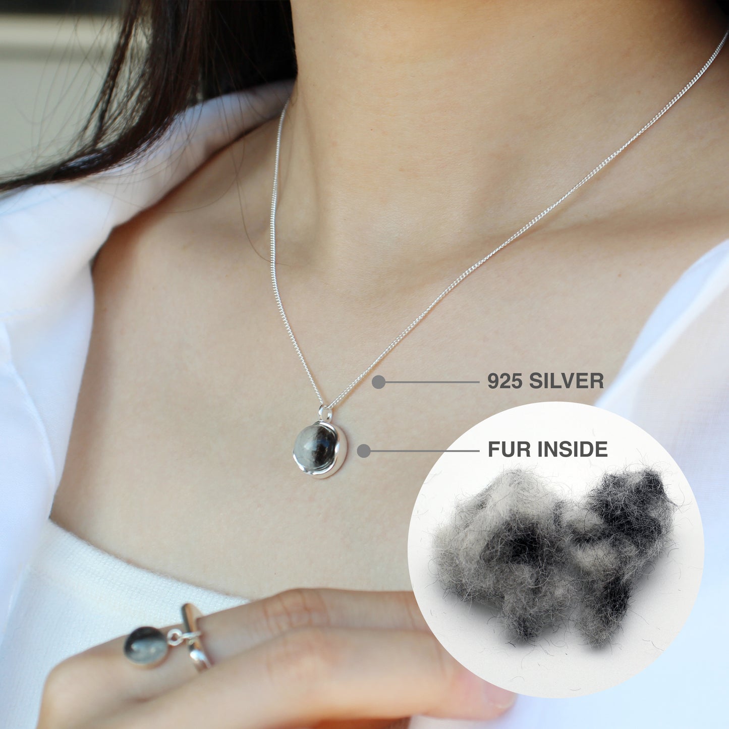 Custom Memorial Jewelry Pendant Pet Fur Dog Cat Hair keepsake Necklace