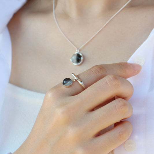 Custom Pet Memorial Jewelry Pendant Dog Cat Fur hair keepsake Ring